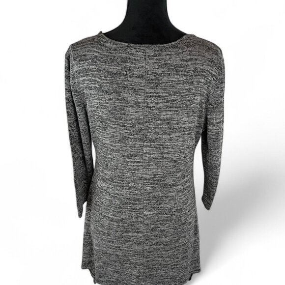 OBSESSION Women's Tunic Tops 1X Heather Gray Polyester Spandex Casual - Picture 2 of 4